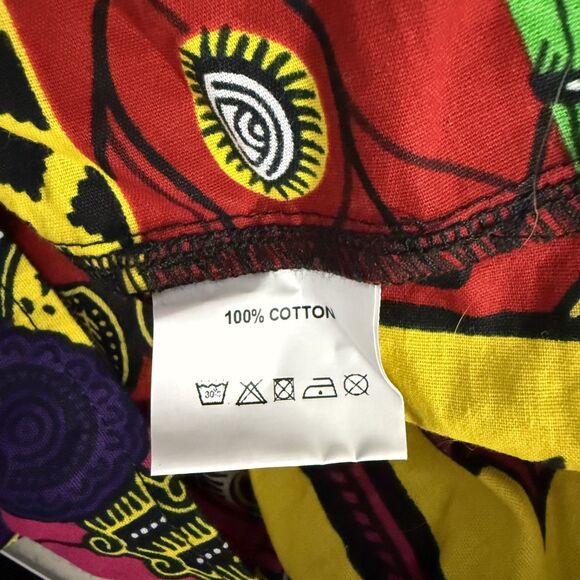 Mae Ottie Women's XL Multicolor Bright Bold African Fit & Flare Wrap Midi Dress - Picture 7 of 8